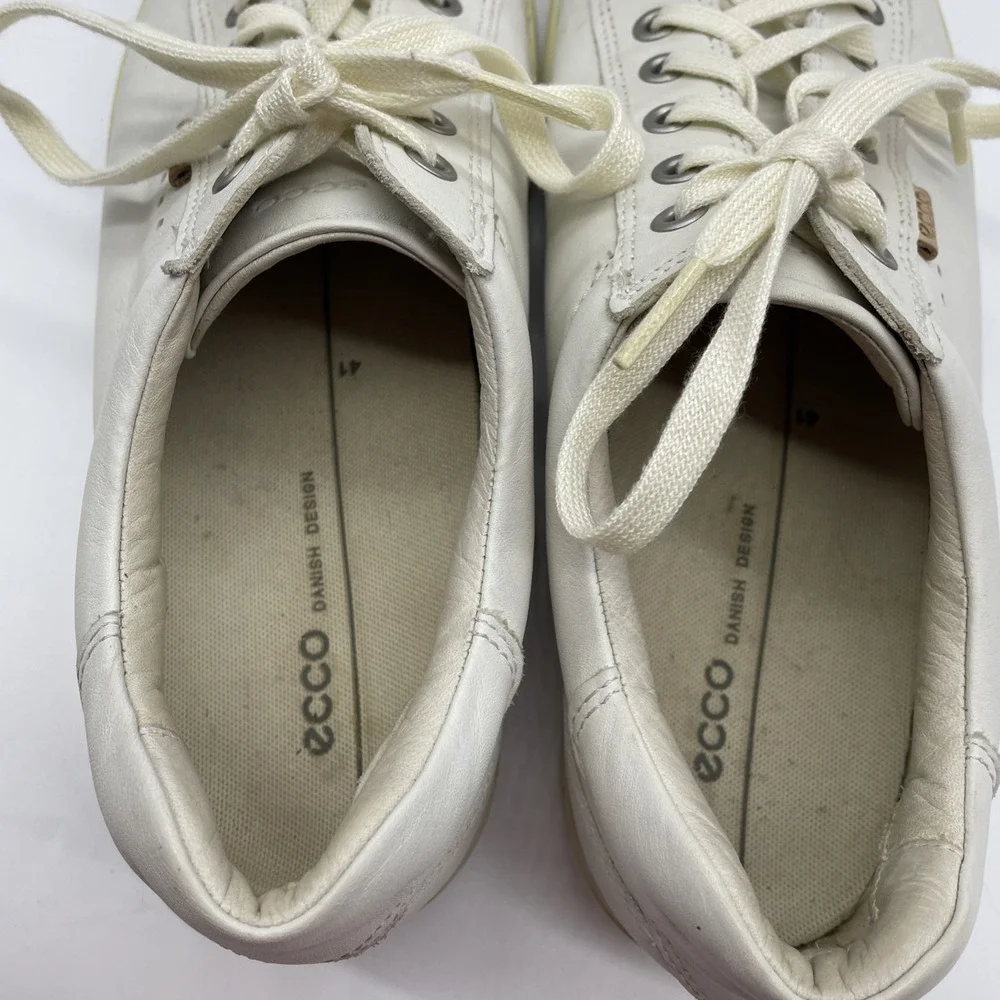ECCO Soft Leather Sneakers‎ Womens Size 41 US 10 White Casual Fashion Shoes